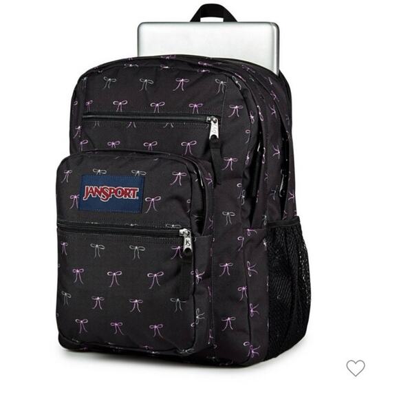 JanSport Big Student Backpack Bad Bows Black Pink Bow Print School Bag NWT - Picture 7 of 7